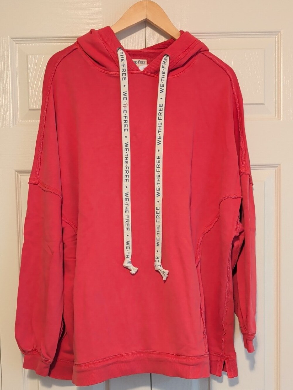 Free People We The Free High Risk Oversized Red Hoodie Sweatshirt Boxy